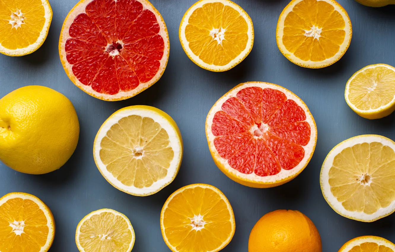 Photo wallpaper lemon, orange, oranges, citrus, citrus, lemons, grapefruit