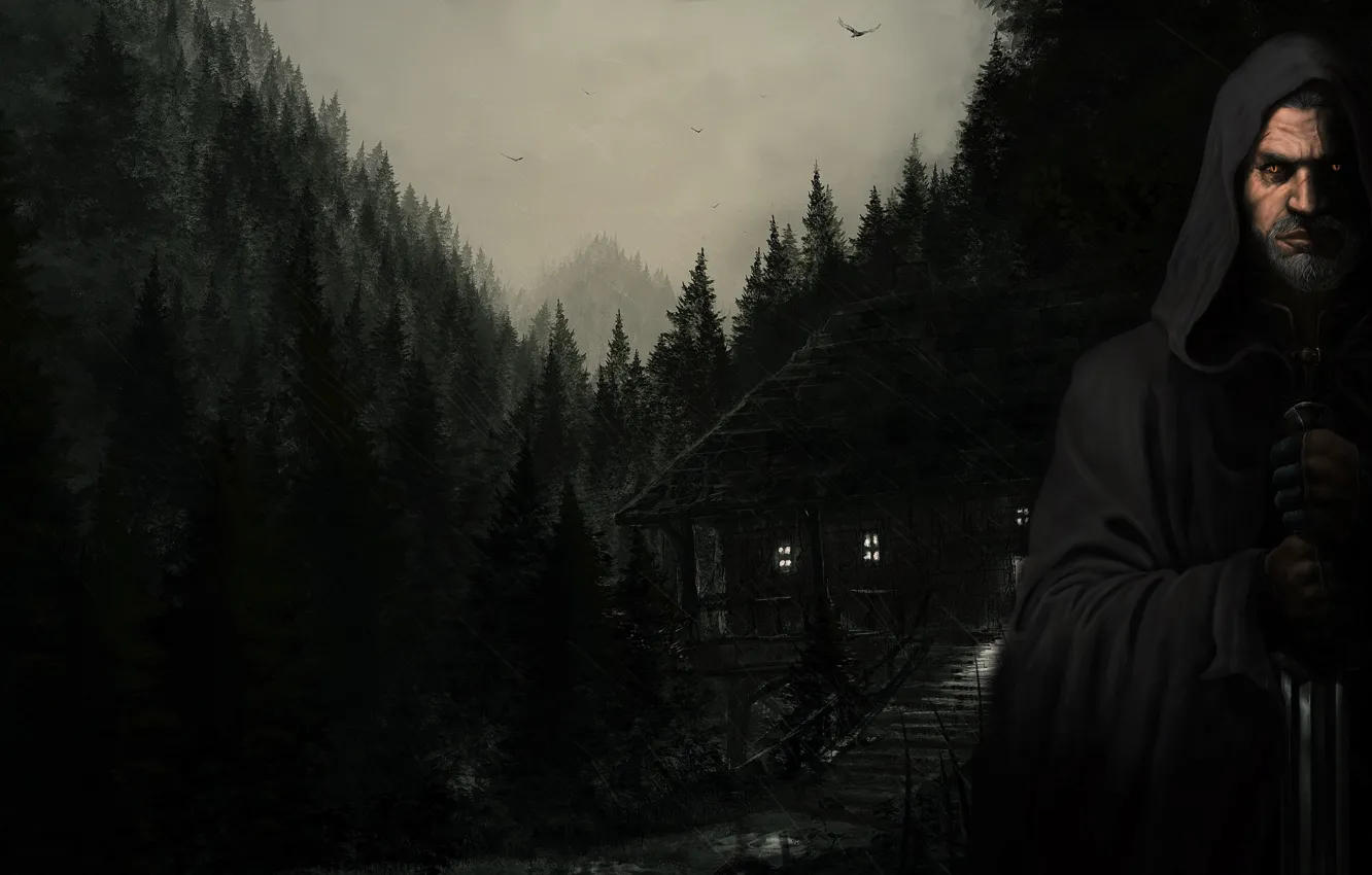 Photo wallpaper the darkness, home, The Witcher