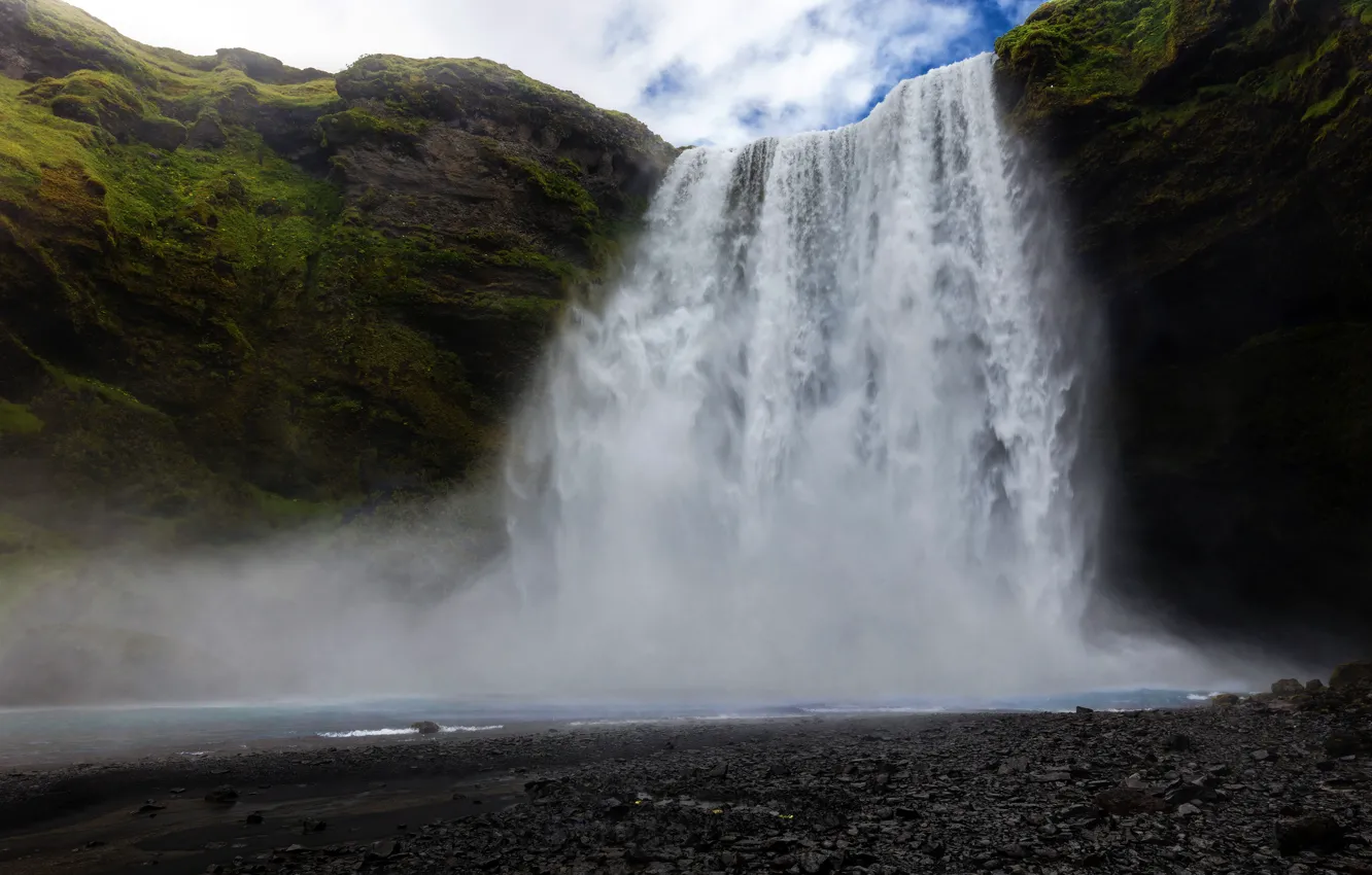 Photo wallpaper rocks, waterfall, stream, Iceland