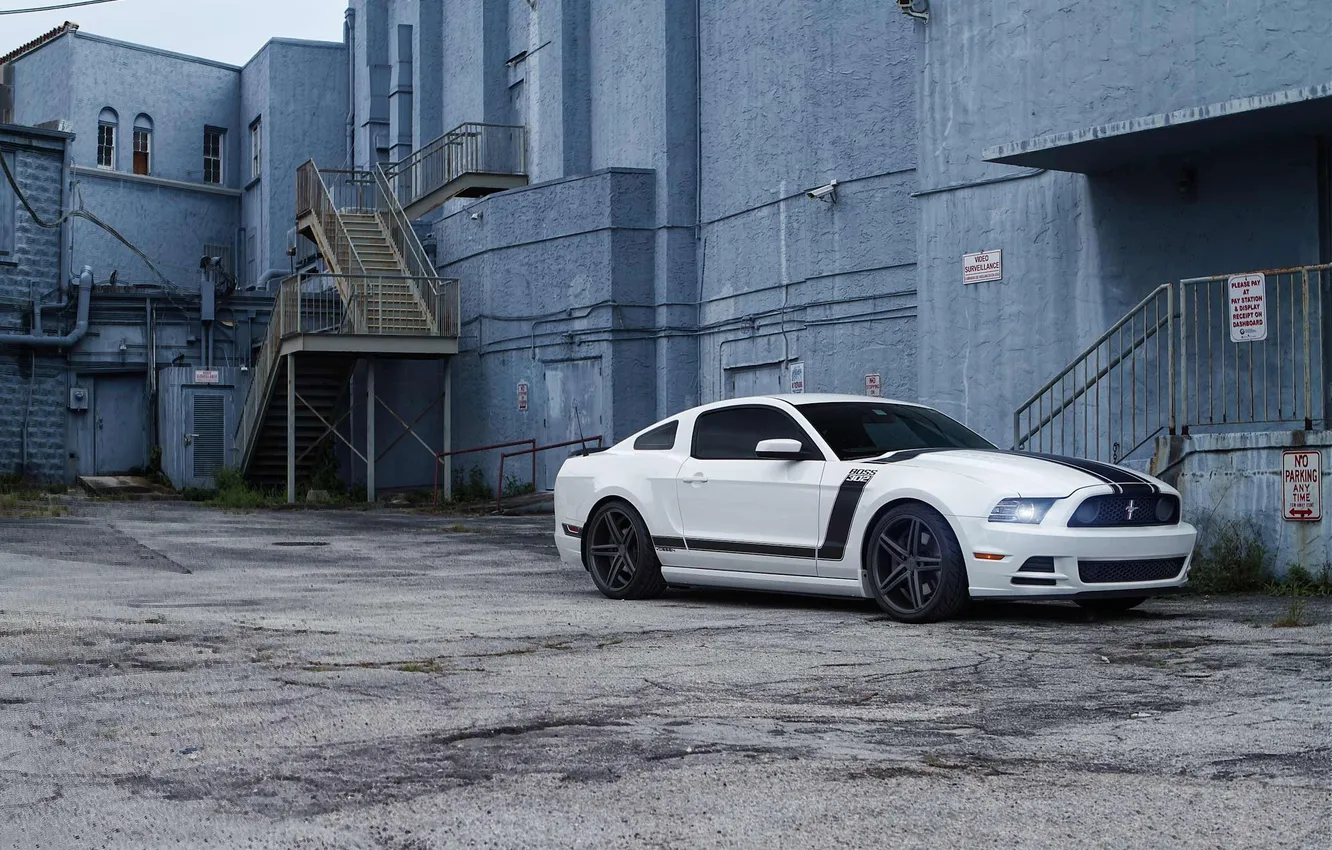 Photo wallpaper white, pipe, blue, the building, Windows, mustang, Mustang, ladder