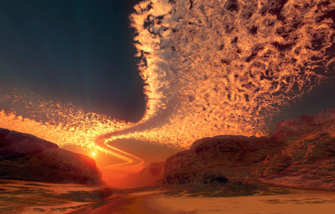 Photo wallpaper stars, clouds, sunset, the evening, exoplanet, bejeweled twist, yellow dwarf