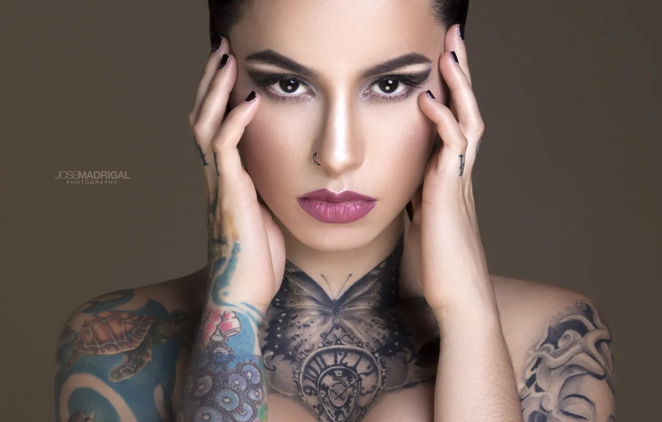Photo wallpaper model, look, tattoos, Jose Madrigal