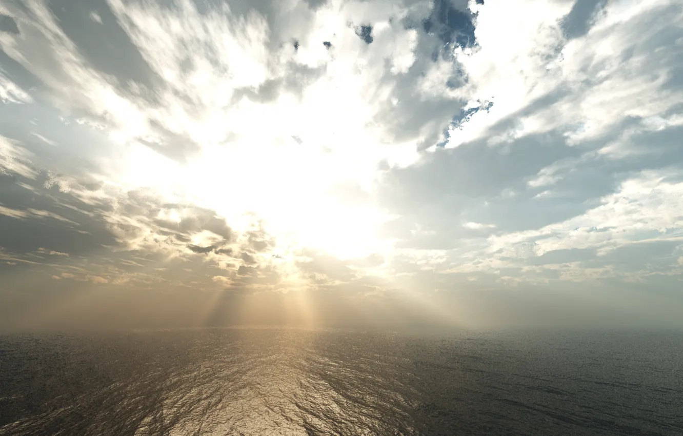 Photo wallpaper sea, the sky, the sun, nature