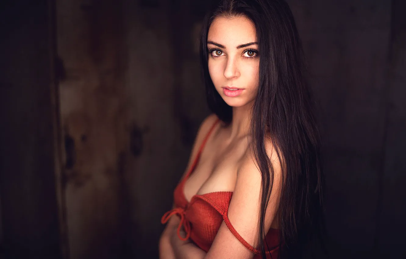 Photo wallpaper girl, portrait, neckline, the beauty, Randi, ring light