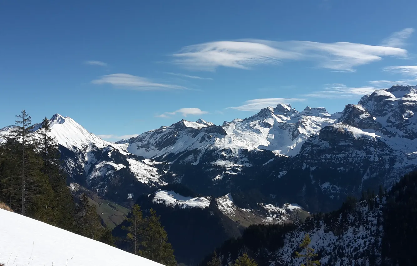 Photo wallpaper Switzerland, snow, Alps