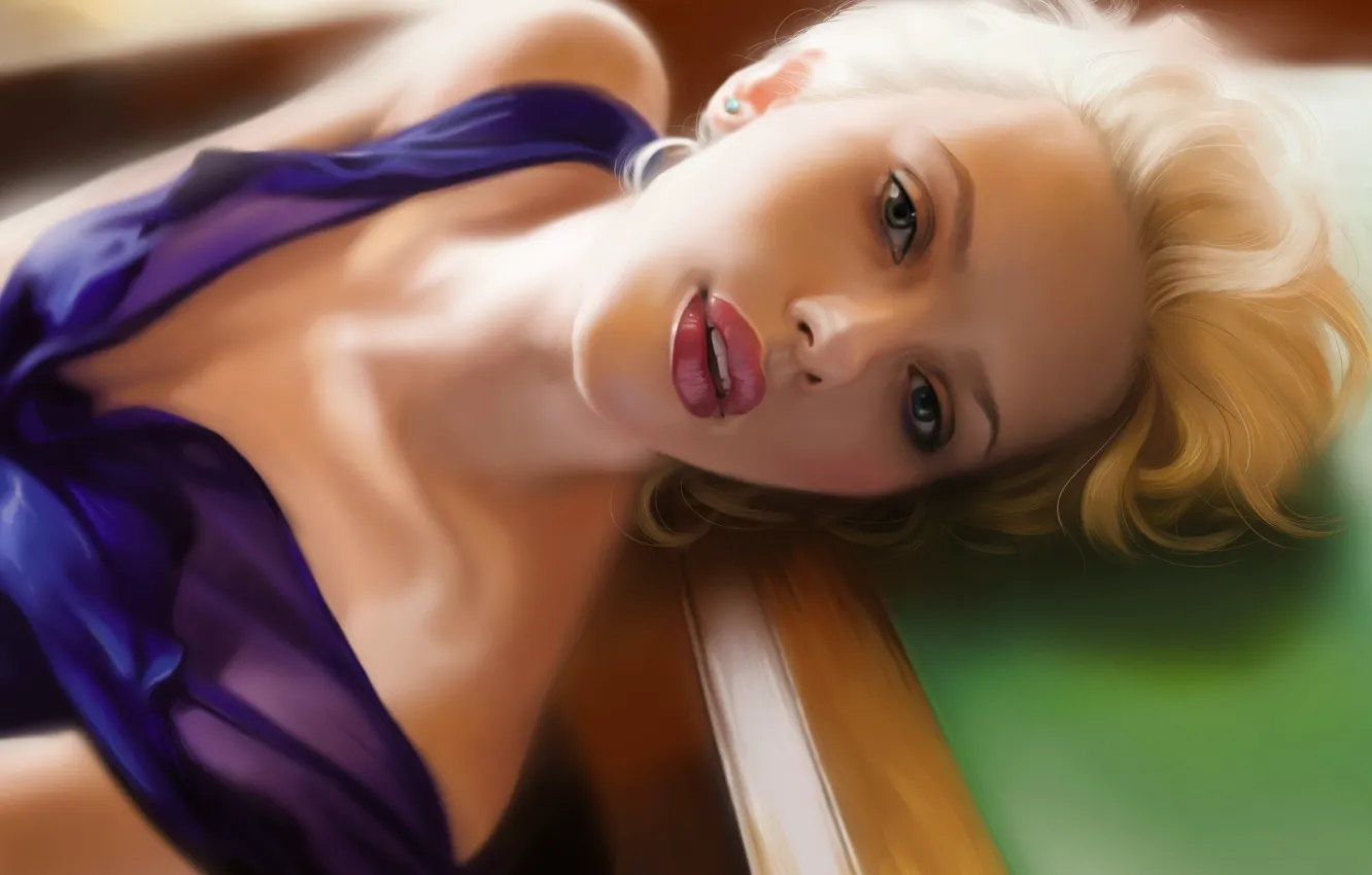 Photo wallpaper girl, portrait, Scarlett Johansson, art, Viktoria Krivoruchko