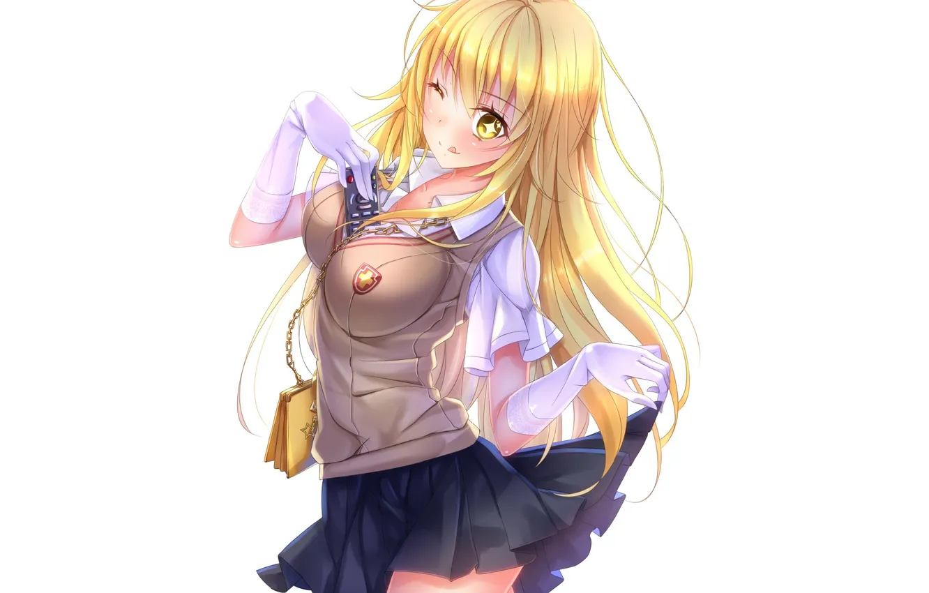 Photo wallpaper language, girl, smile, remote, handbag, schoolgirl, to aru kagaku no railgun, art