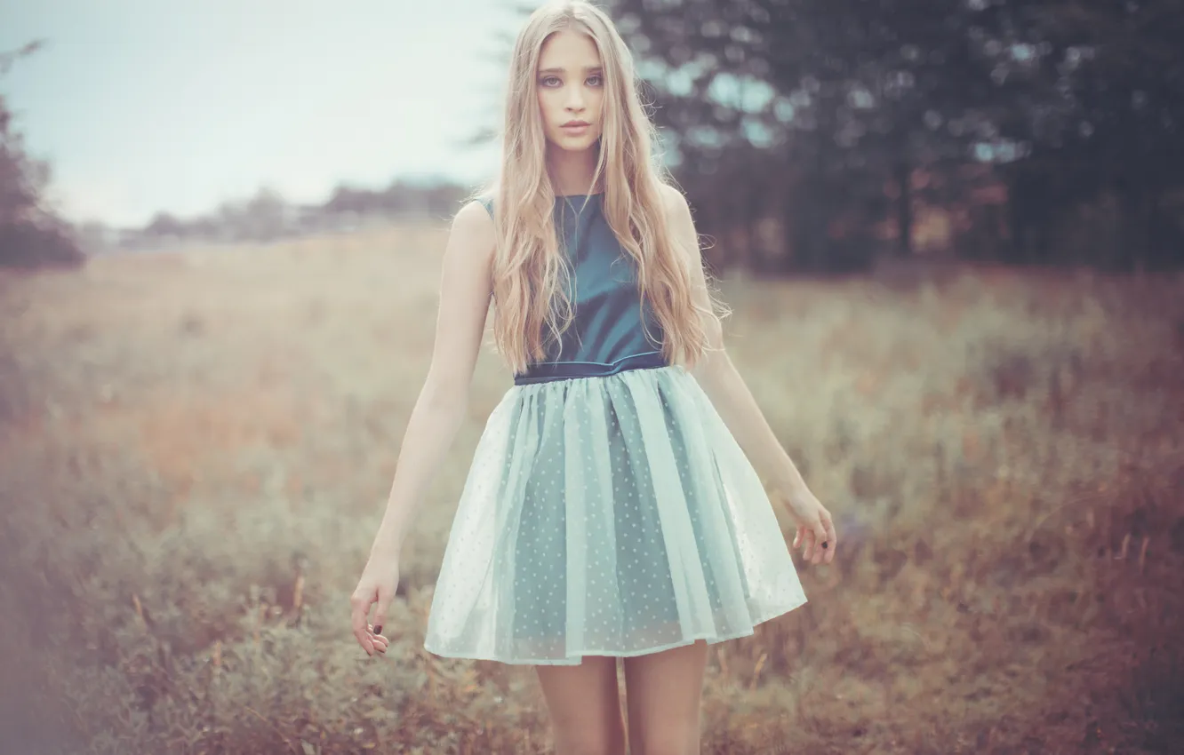 Photo wallpaper girl, dress, blonde