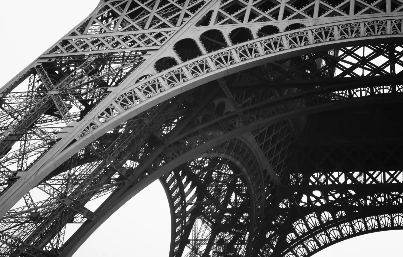 Photo wallpaper France, Paris, black and white, Eiffel tower, monochrome, attractions