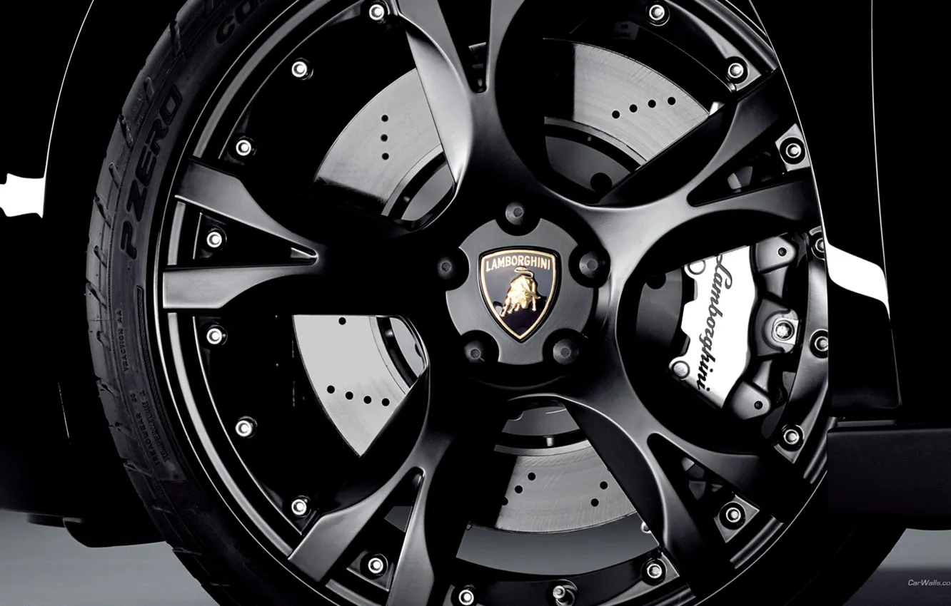 Photo wallpaper black, Lamborghini, wheel