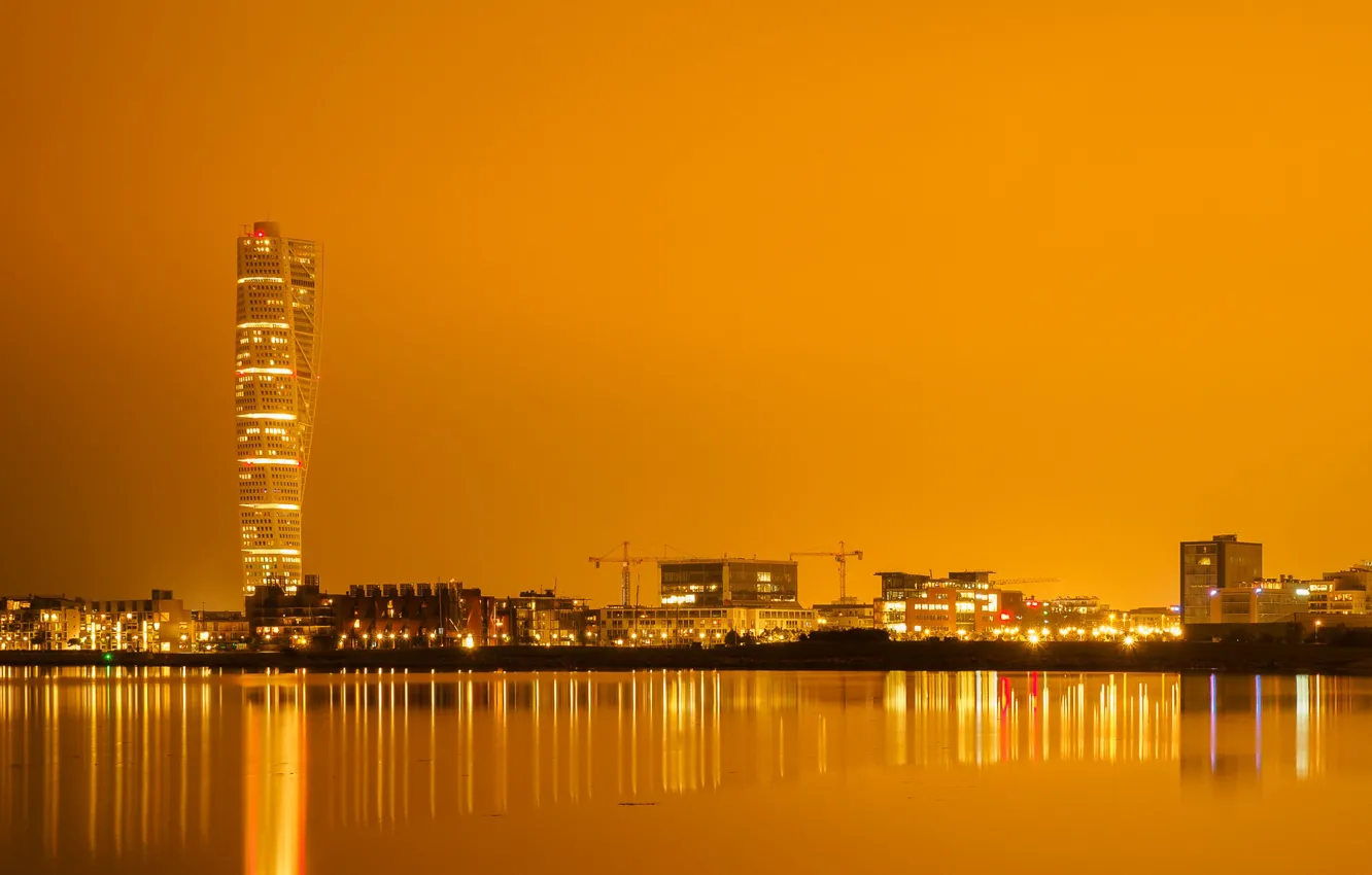 Photo wallpaper tower, home, skyscrapers, port, Sweden, Malmo