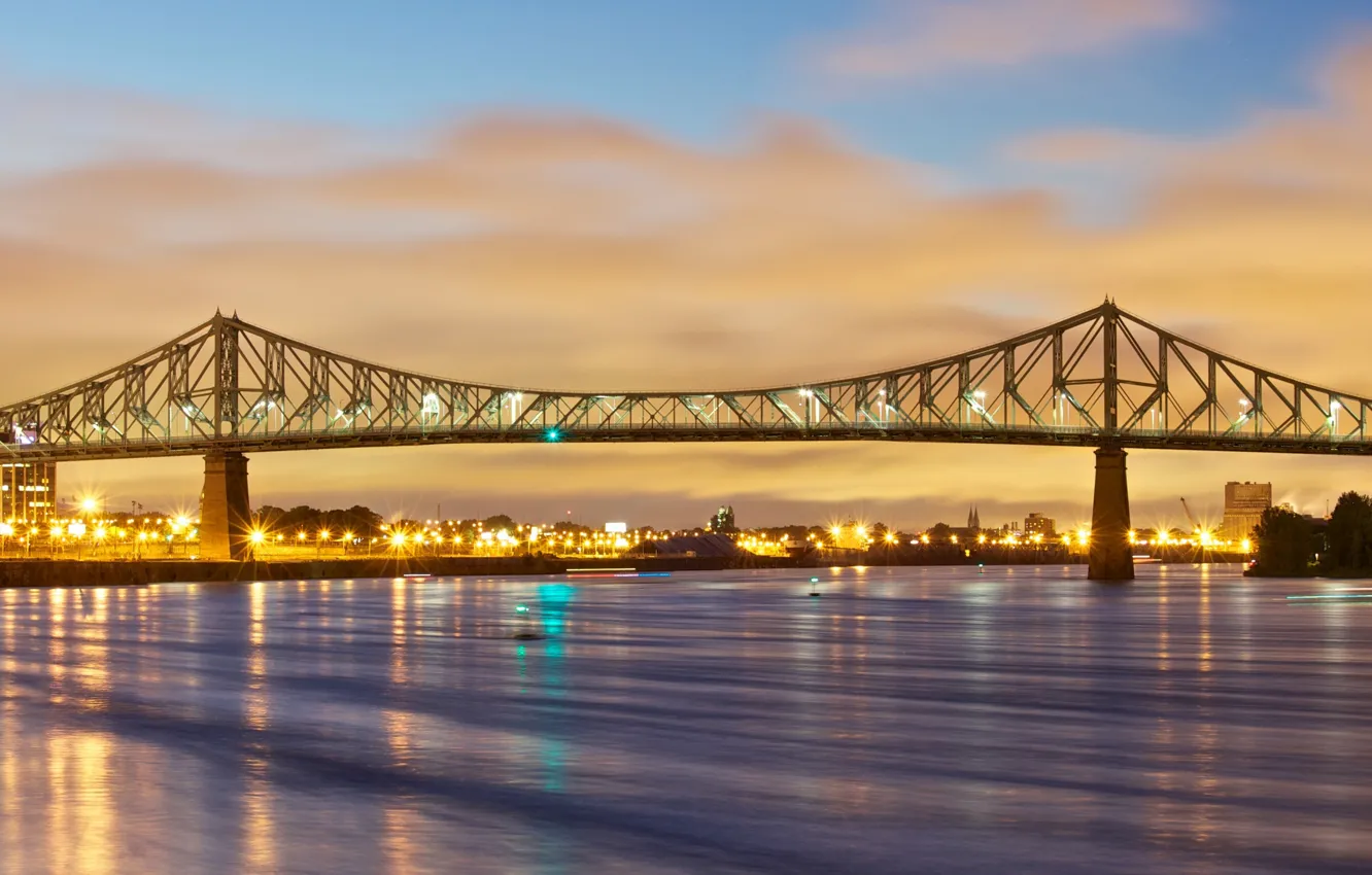 Photo wallpaper lights, Canada, Montreal, The Jacques Cartier Bridge
