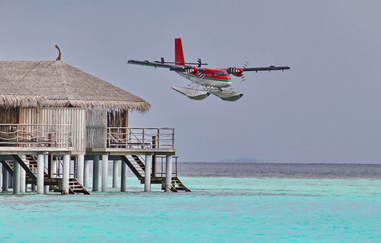 Photo wallpaper the ocean, The Maldives, Bungalow, hydroplane