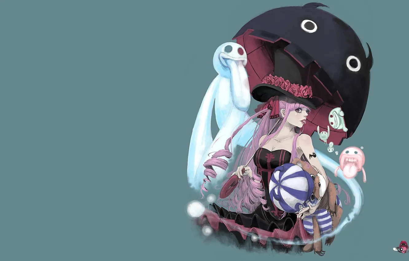 Photo wallpaper girl, zombie, game, ghost, One Piece, pink hair, bear, long hair