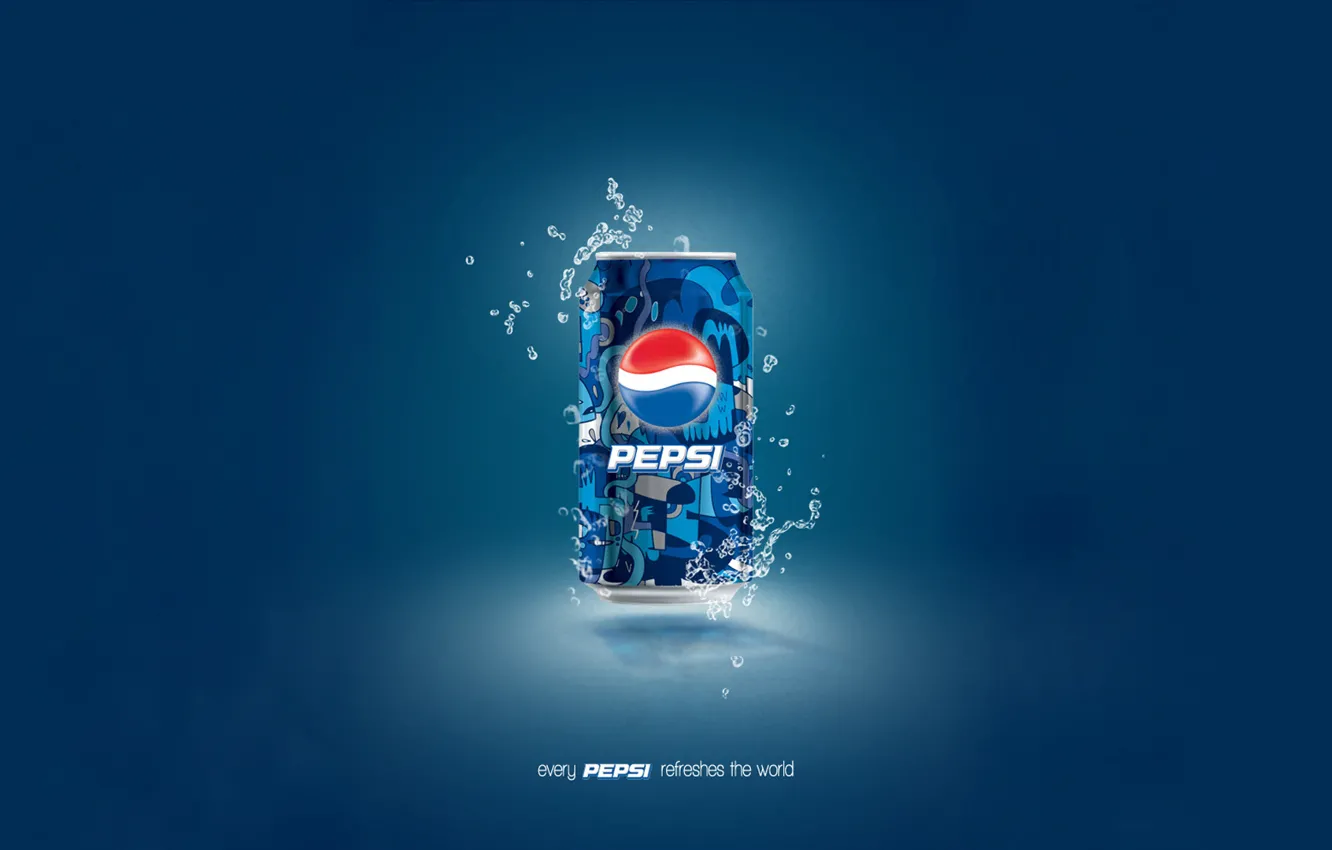 Photo wallpaper drops, blue, background, Bank, pepsi