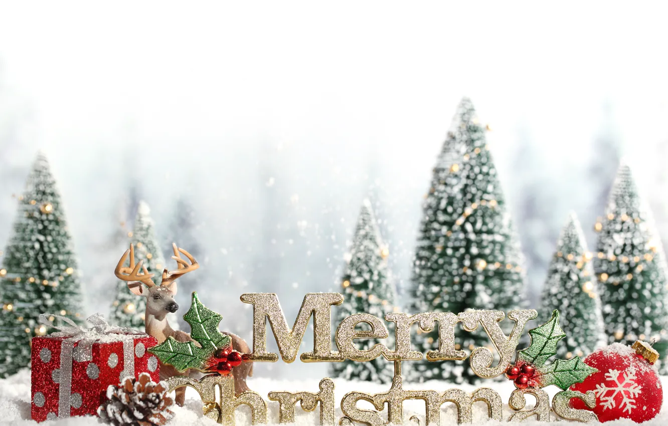 Photo wallpaper decoration, holiday, New Year, Christmas, deer, Christmas, New Year