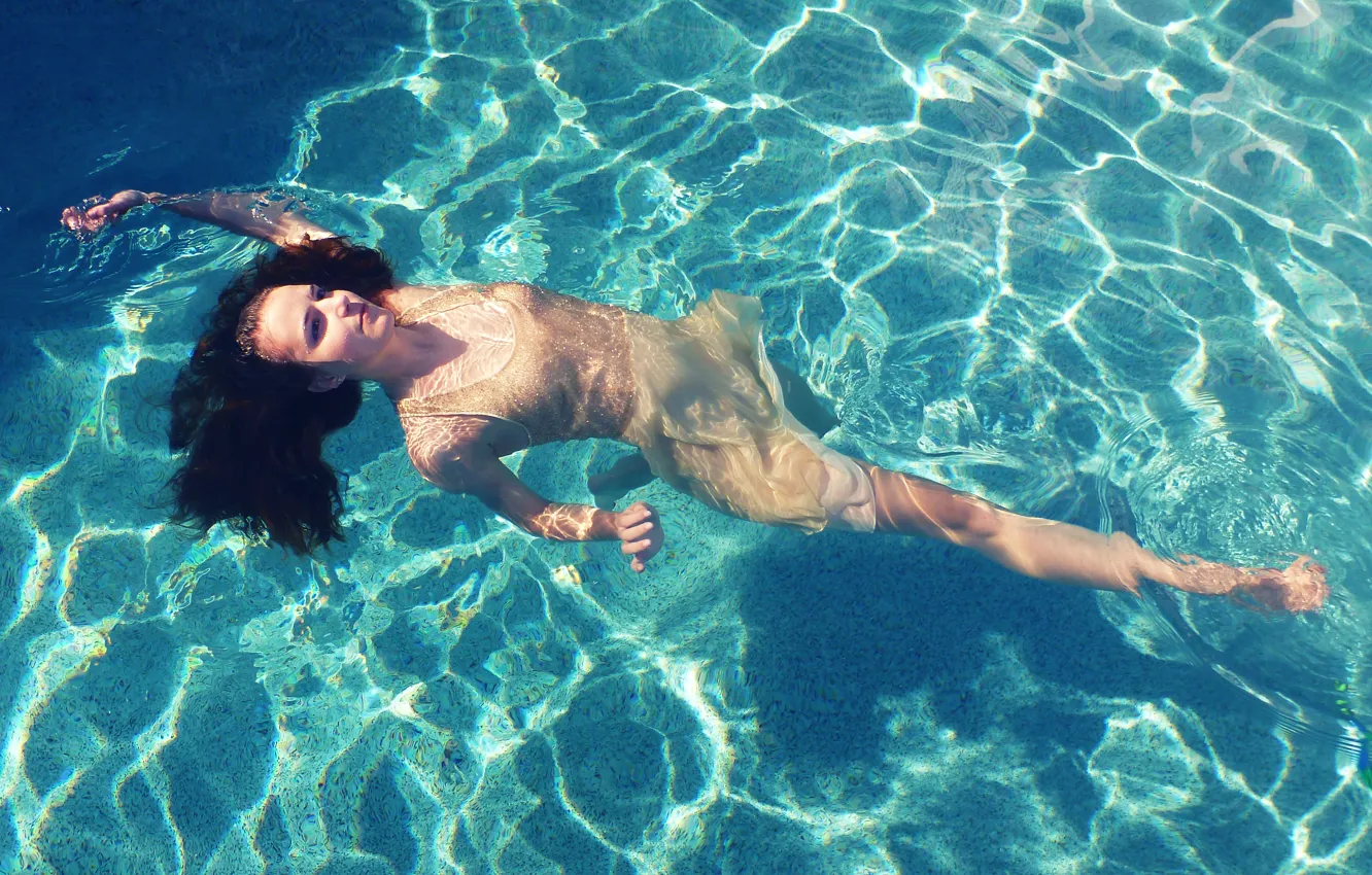 Photo wallpaper girl, pool, dress