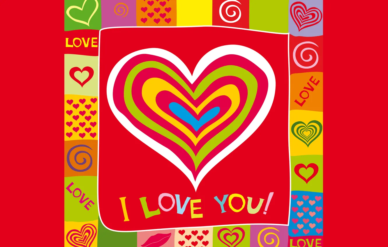 Photo wallpaper love, colorful, hearts, love, I love you, background, romantic, hearts