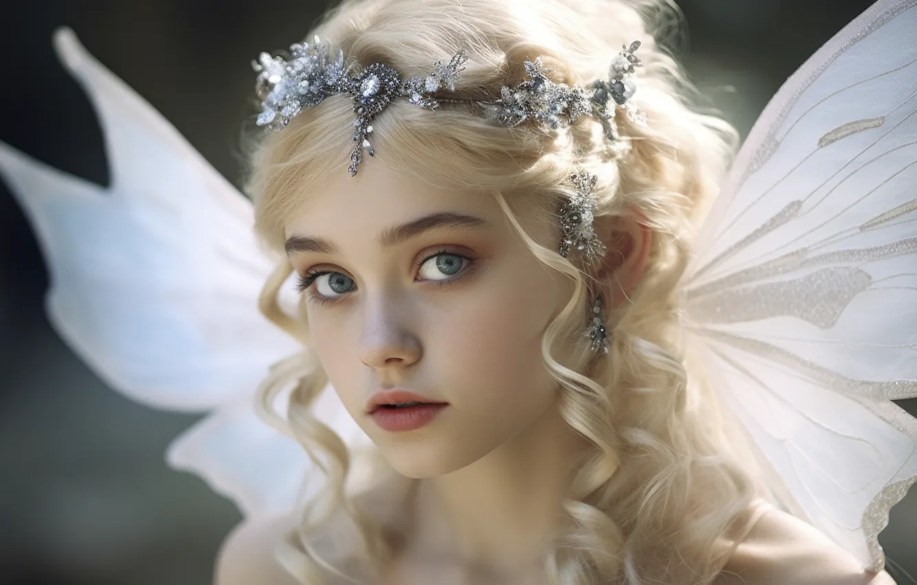 Photo wallpaper look, light, decoration, face, butterfly, silver, portrait, wings