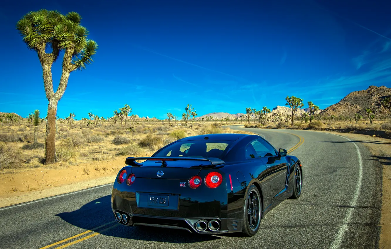 Photo wallpaper car, Nissan, GT-R, road, desert, R35, Nissan GT-R Track Edition