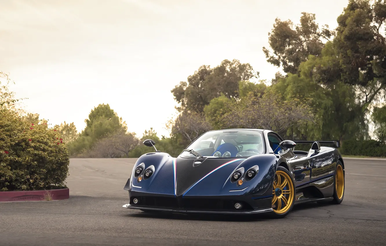 Photo wallpaper Pagani, Carbon, Blue, Zonda