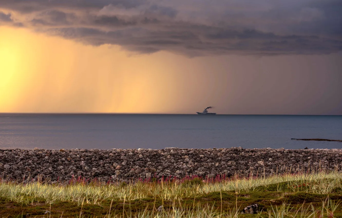 Photo wallpaper sea, the sky, ship, North