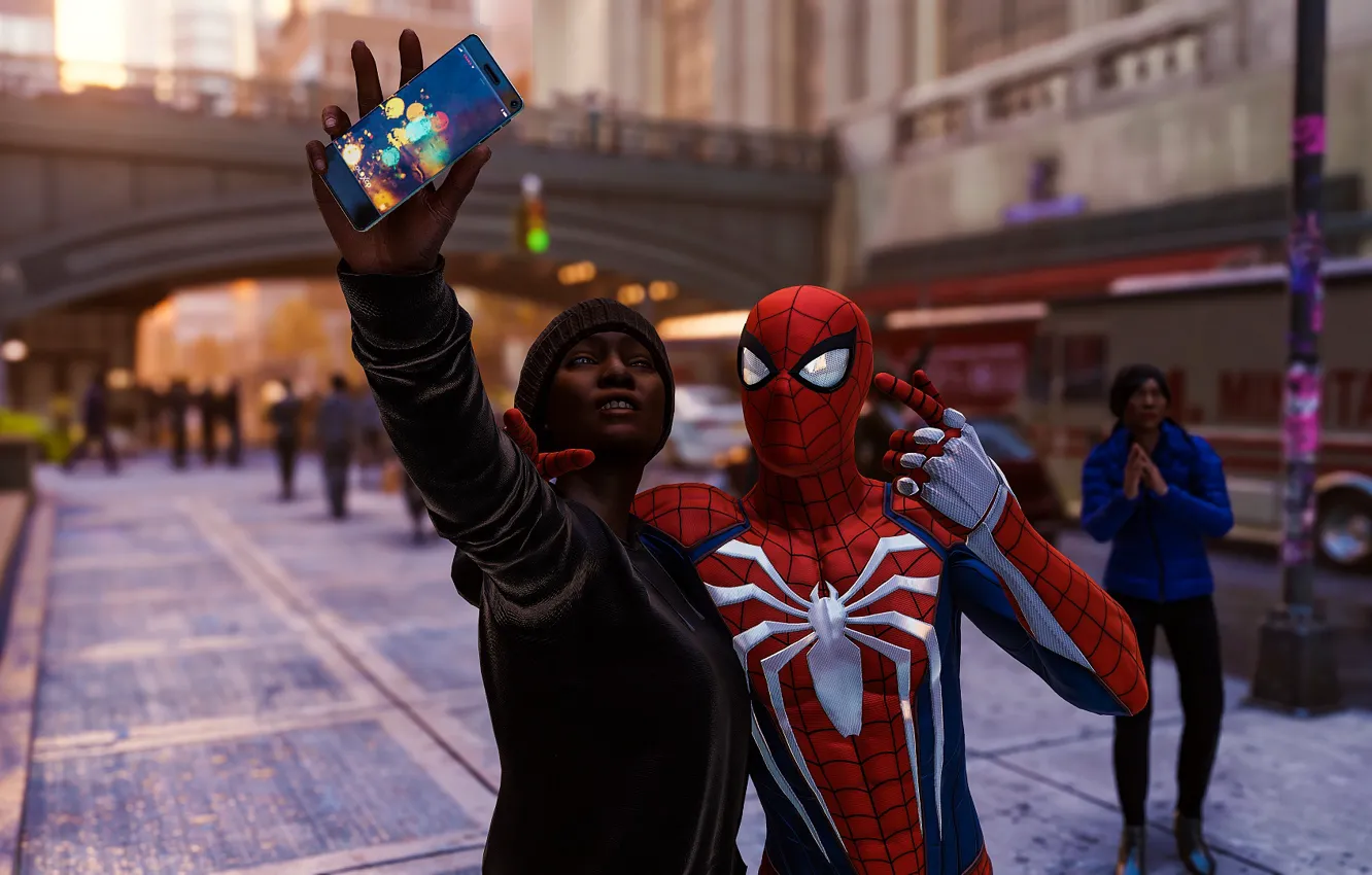 Photo wallpaper smartphone, Spider-Man, selfie, PS4, Spider - man, Spider-Man (PS4)