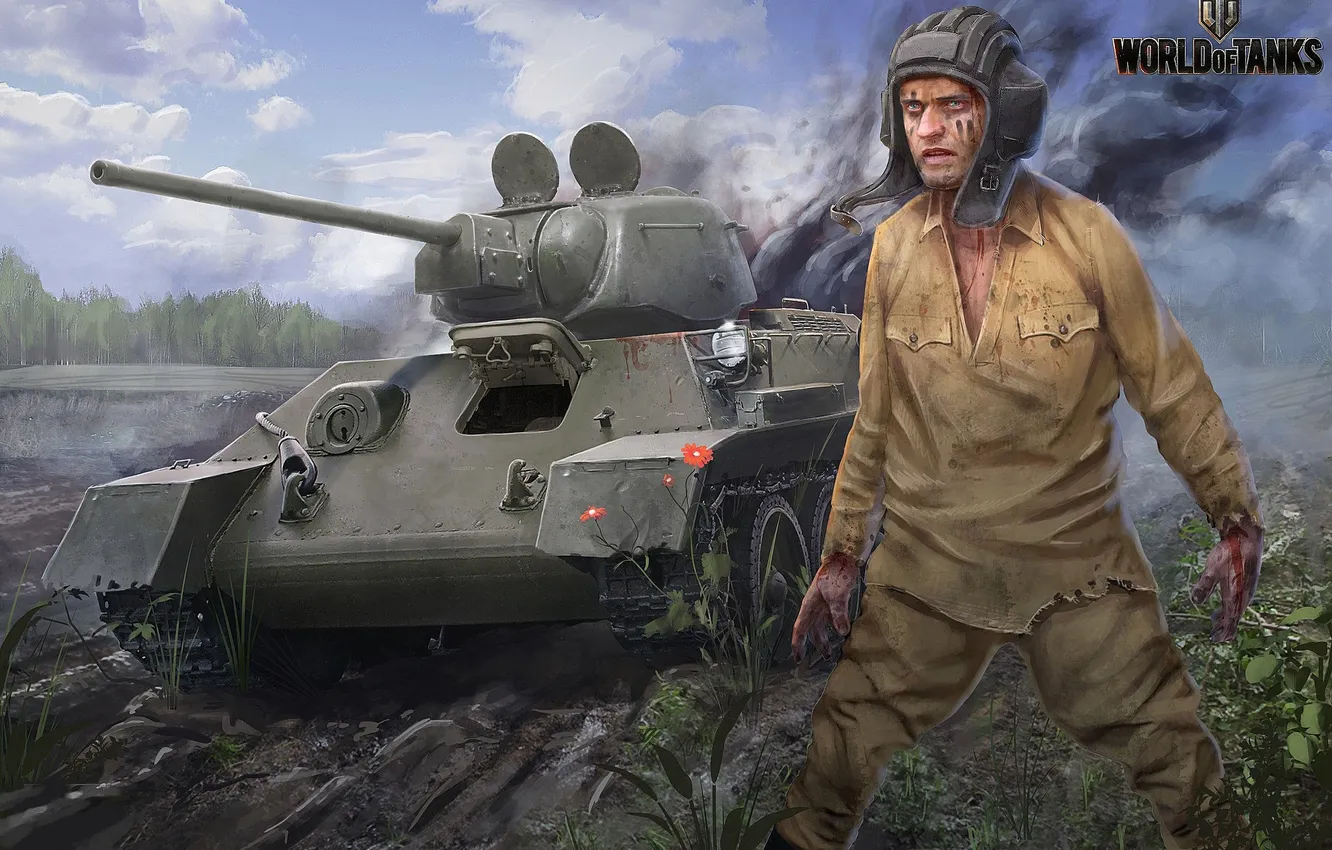 Photo wallpaper tank, helmet, male, USSR, game, WWII, The great Patriotic war, World of Tanks