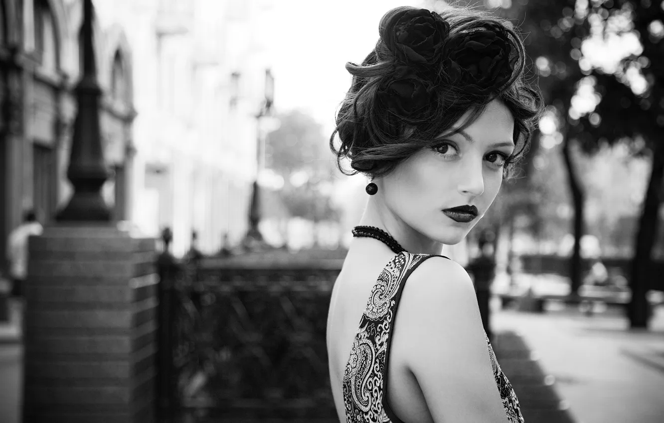 Photo wallpaper eyes, girl, retro, lips