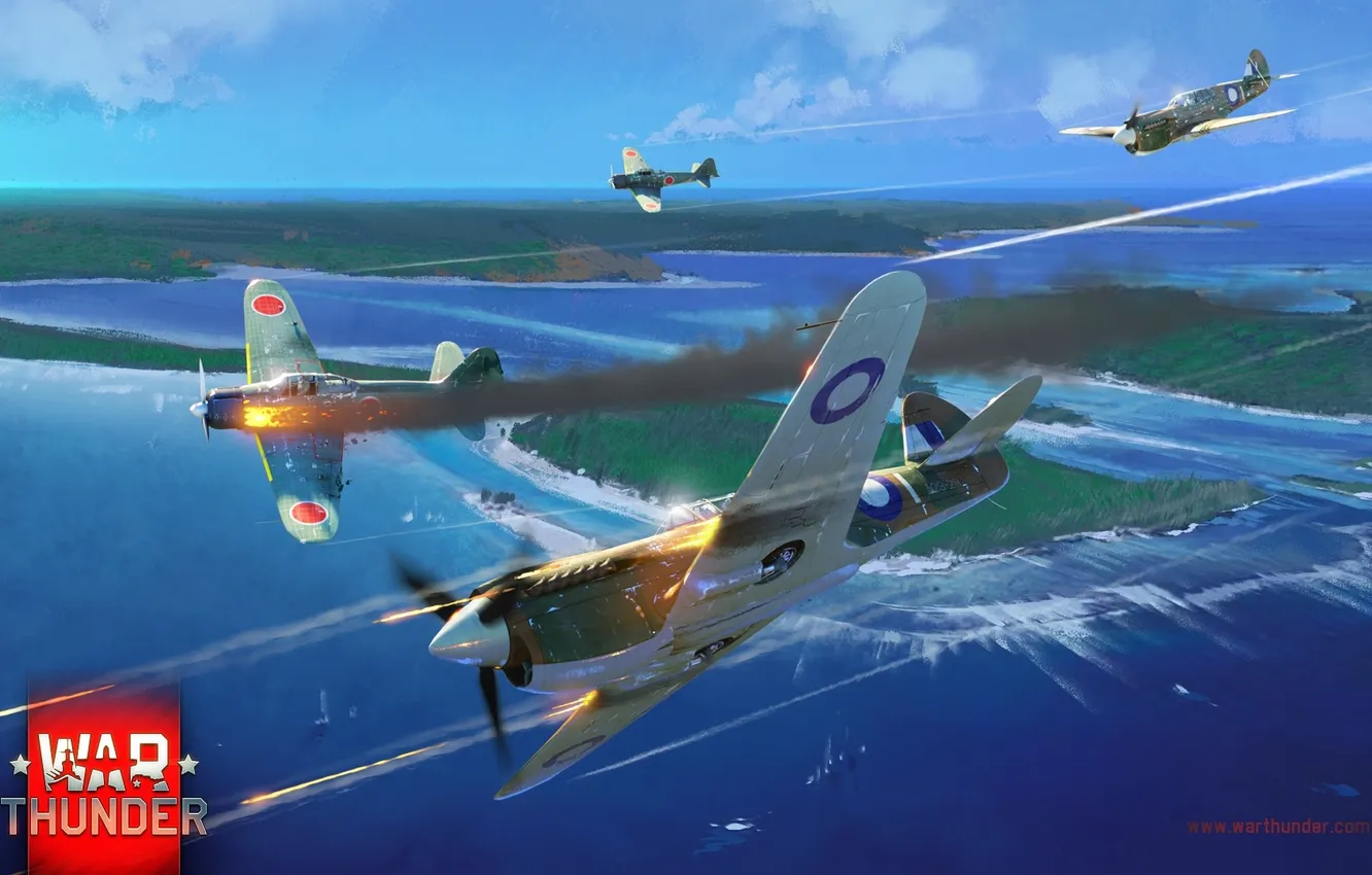 Photo wallpaper lights, shooting, Mitsubishi, American, Japanese, Mitsubishi, Zero, Curtiss