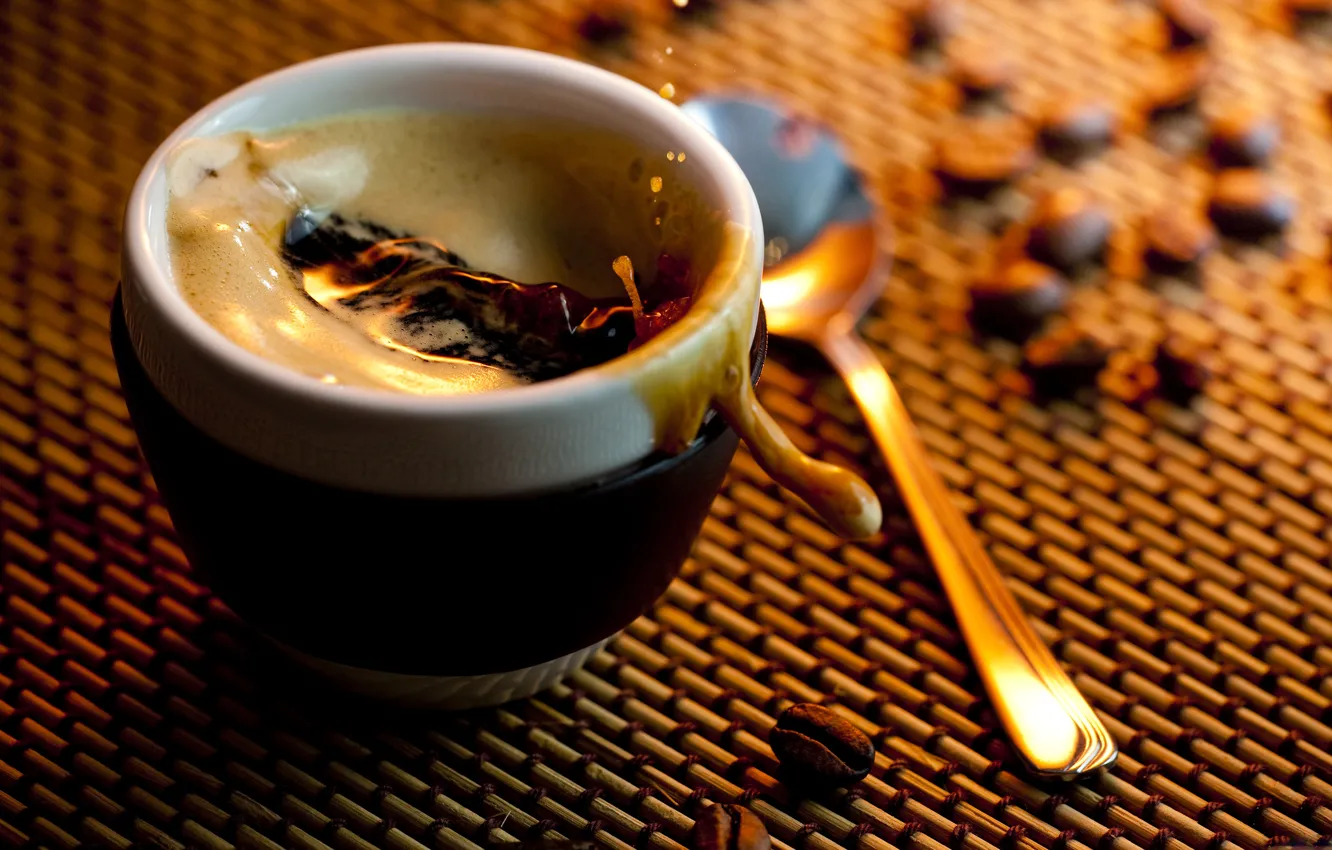 Photo wallpaper coffee, spoon, drink