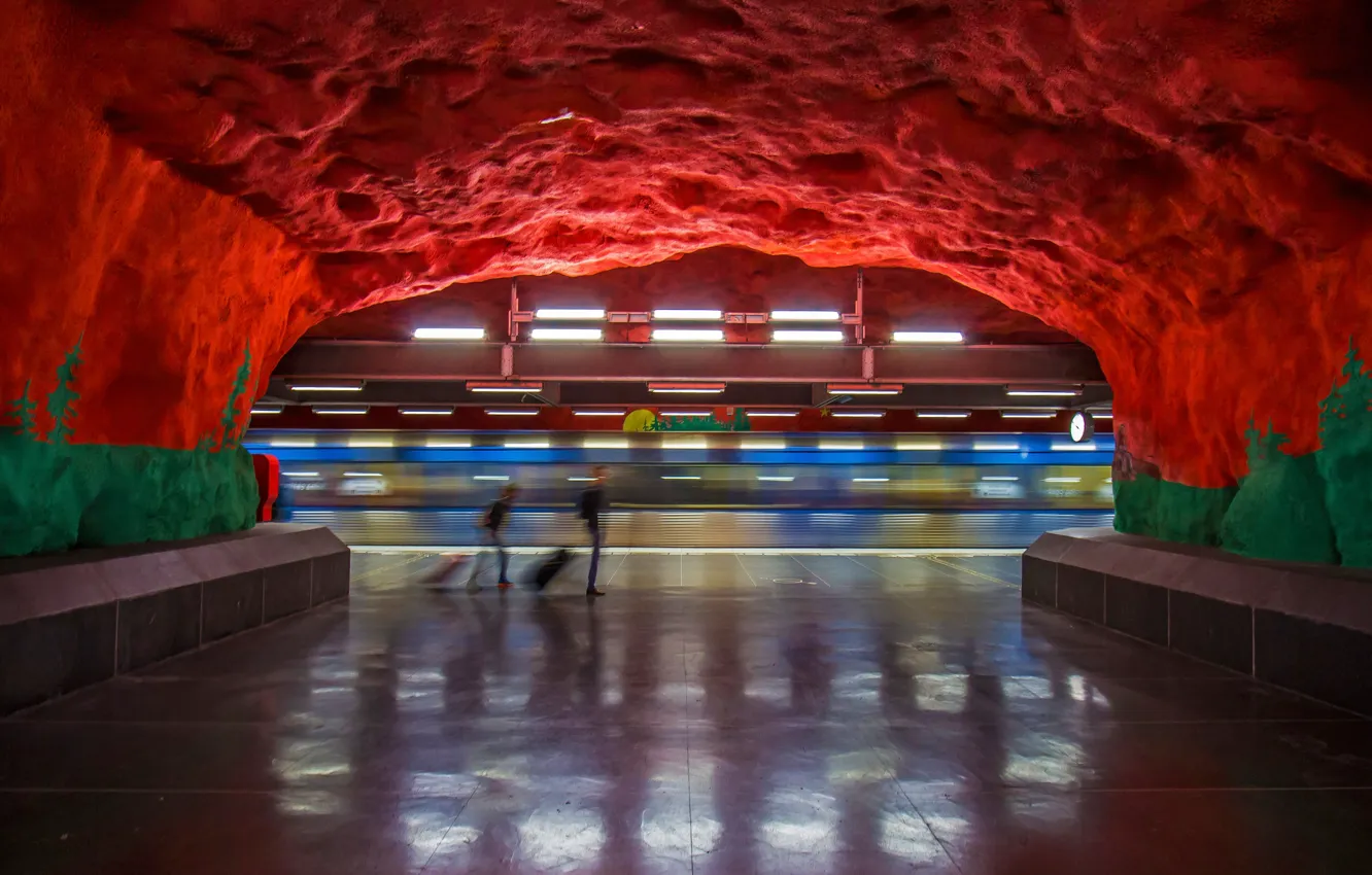 Photo wallpaper Stockholm, Sweden, metro station, Solna Centrum
