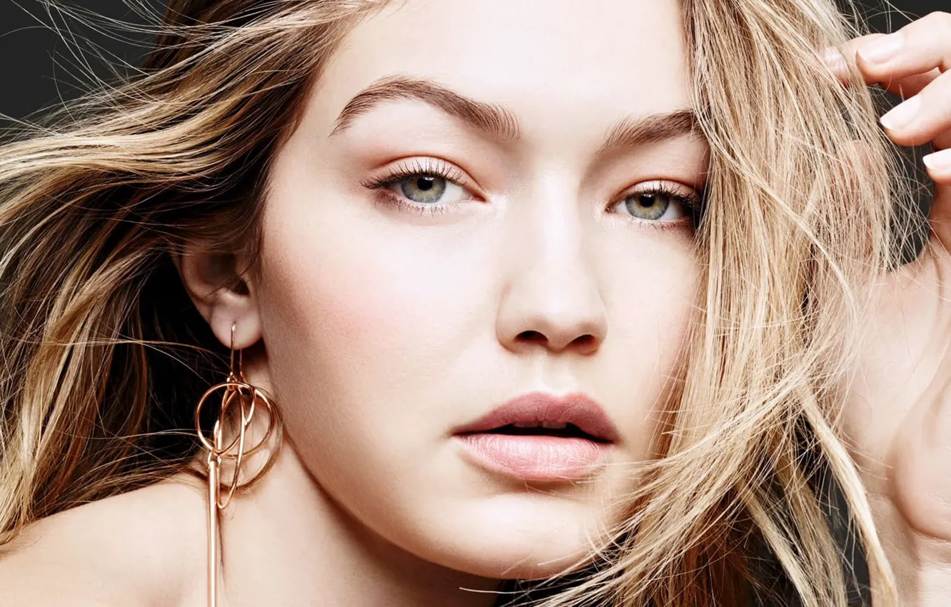 Photo wallpaper look, pose, model, portrait, makeup, hairstyle, hair, Gigi Hadid