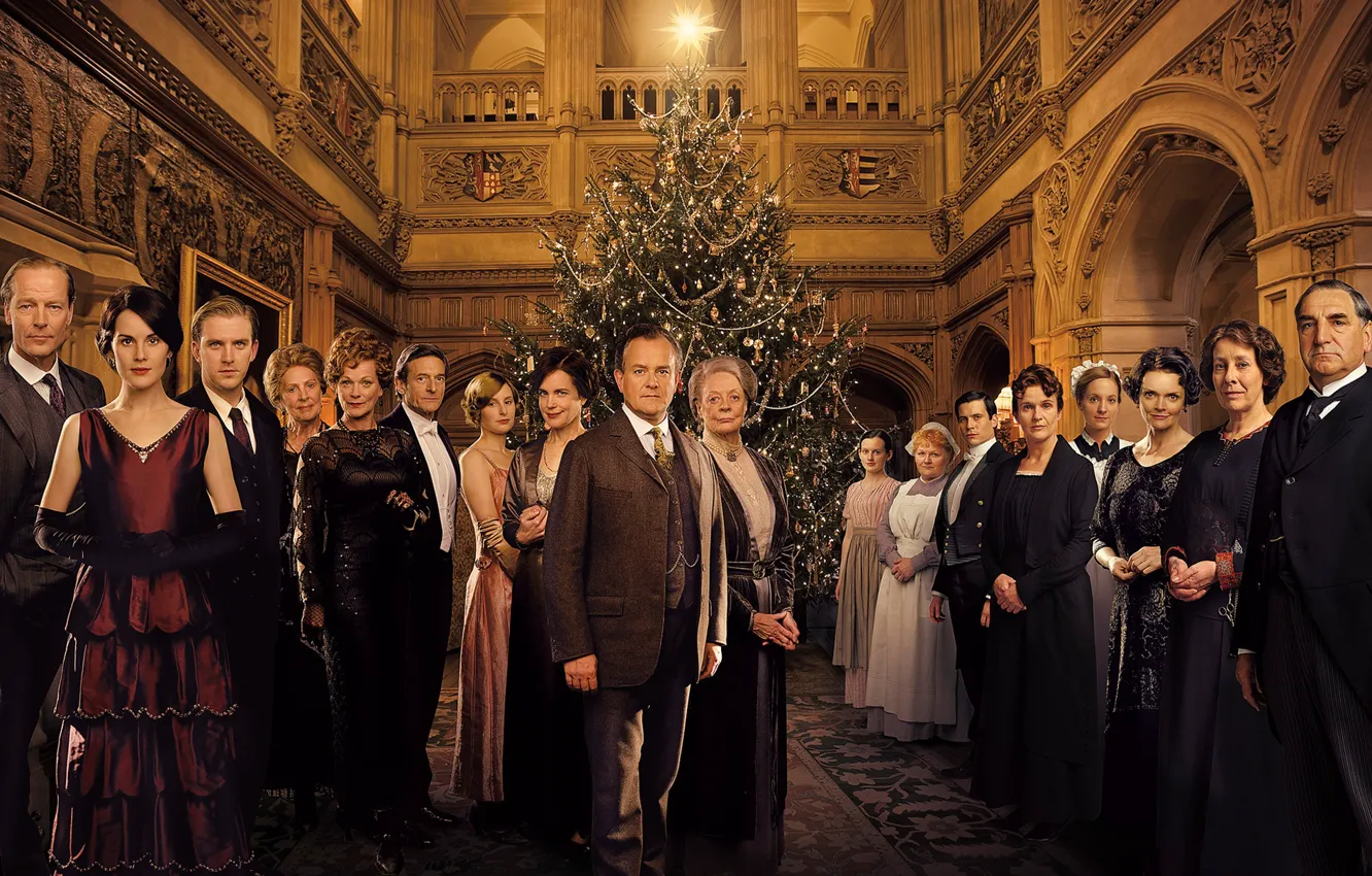 Photo wallpaper collage, Christmas, actor, the series, drama, characters, Downton Abbey