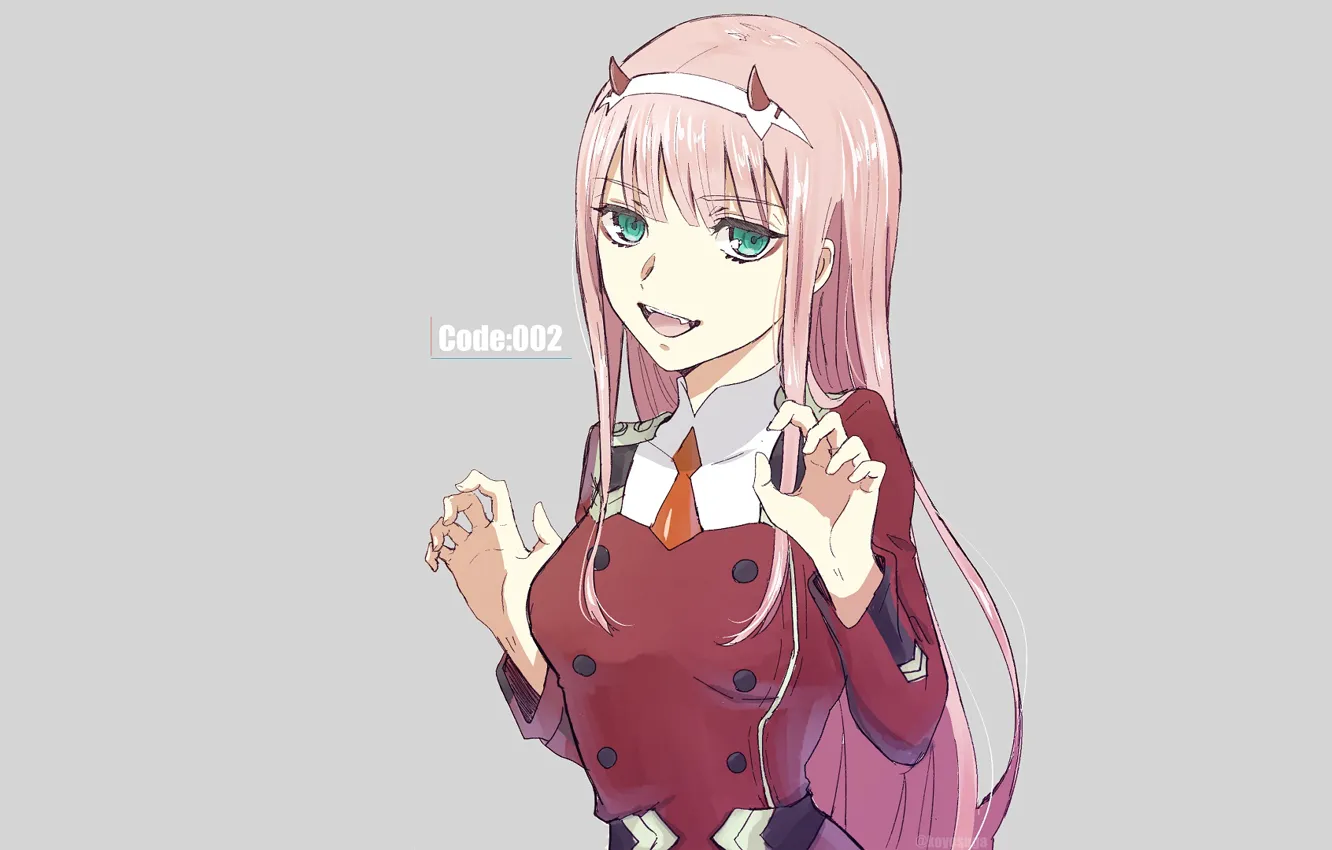 Photo wallpaper girl, smile, background, 002, Darling In The Frankxx, Cute in France, Zero Two