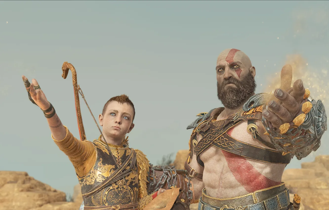 Photo wallpaper Kratos, Atreus, God of War
