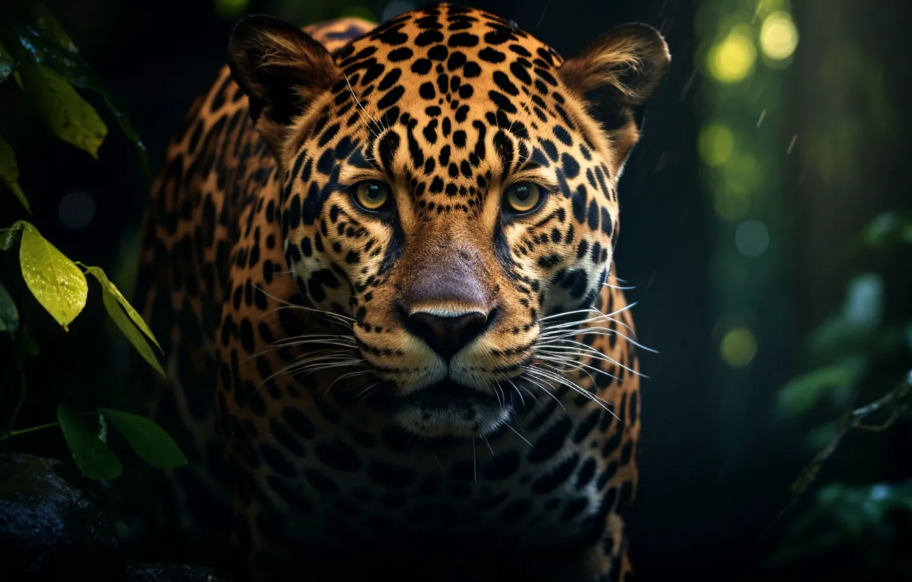Photo wallpaper look, AI art, Jaguar, face, neural network