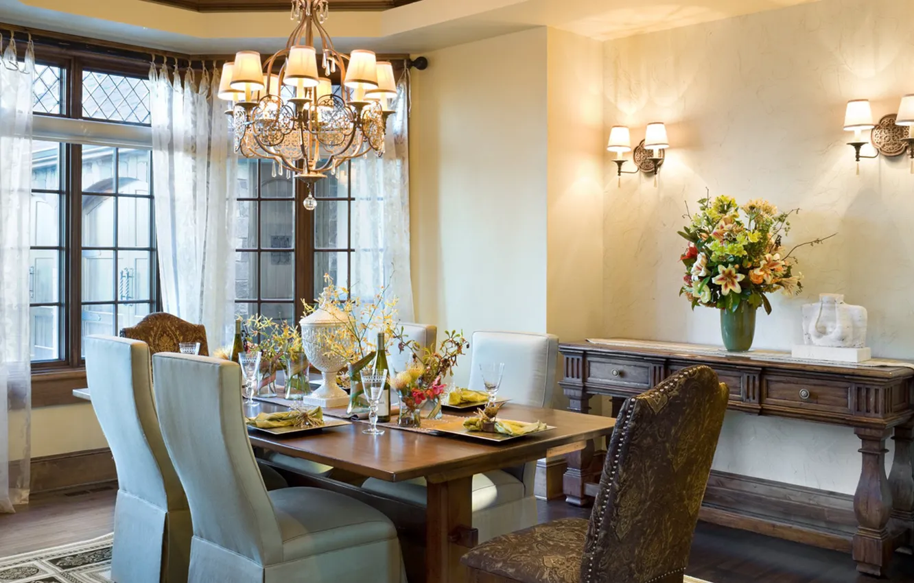 Photo wallpaper room, interior, dining room