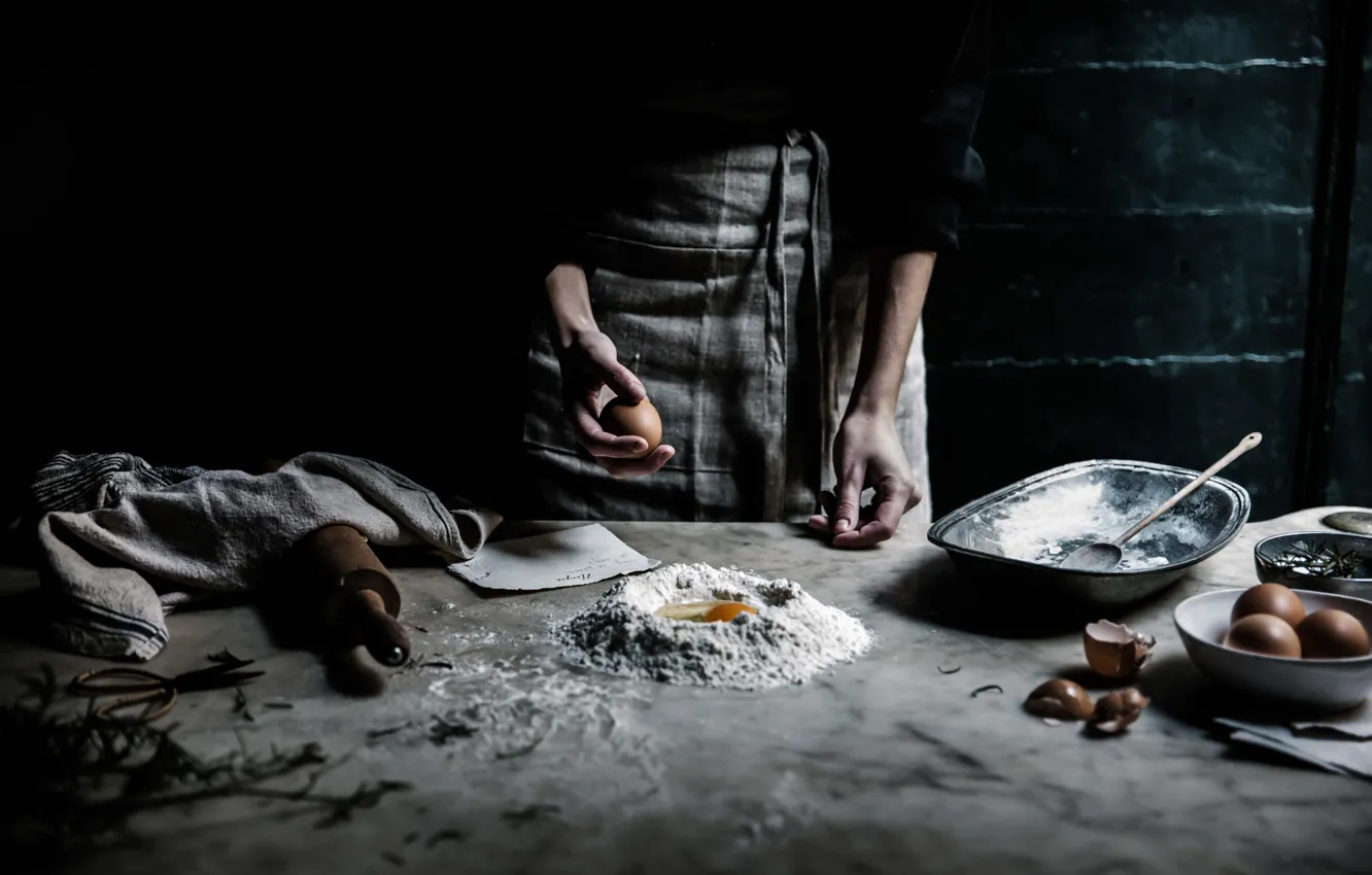Photo wallpaper eggs, pasta, Chief, wheat flour