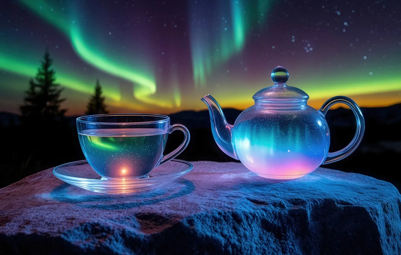 Photo wallpaper lights, tea, Northern, Samovar