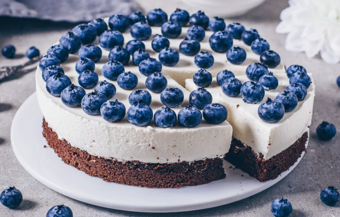 Photo wallpaper cake, blueberries, cheesecake