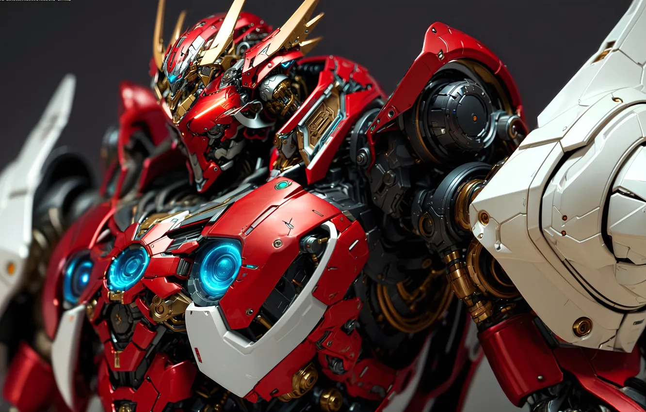 Photo wallpaper red, robot, Transformers