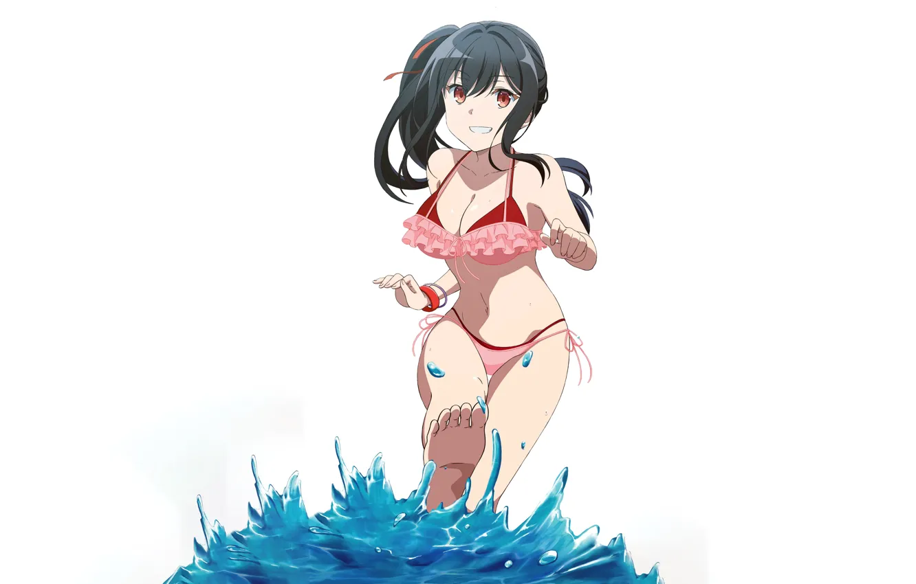 Photo wallpaper girl, sexy, cleavage, long hair, legs, boobs, anime, water