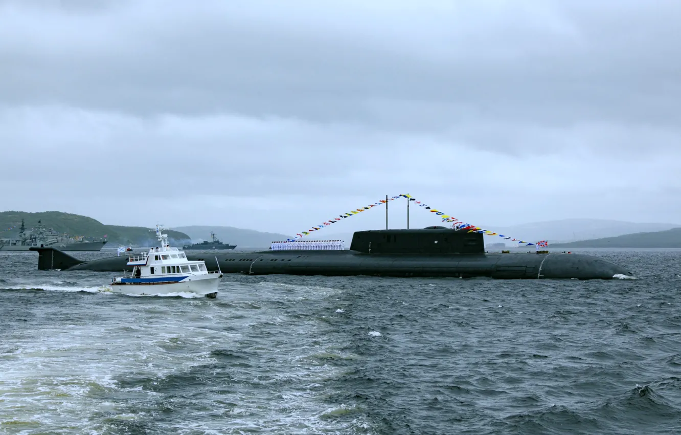 Photo wallpaper eagle, cruiser, underwater, atomic