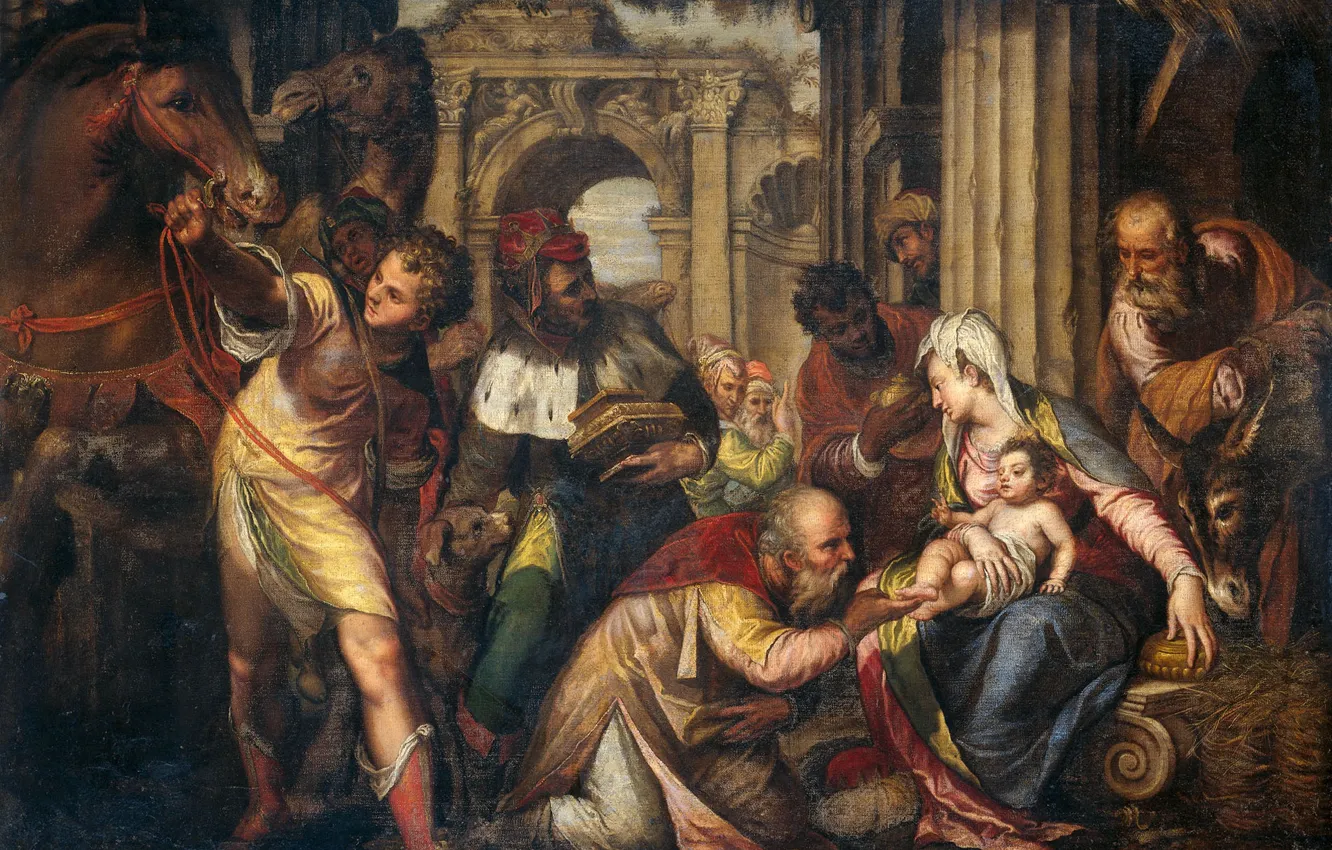 Photo wallpaper mythology, Paolo Farinati, The Adoration Of The Magi, picture
