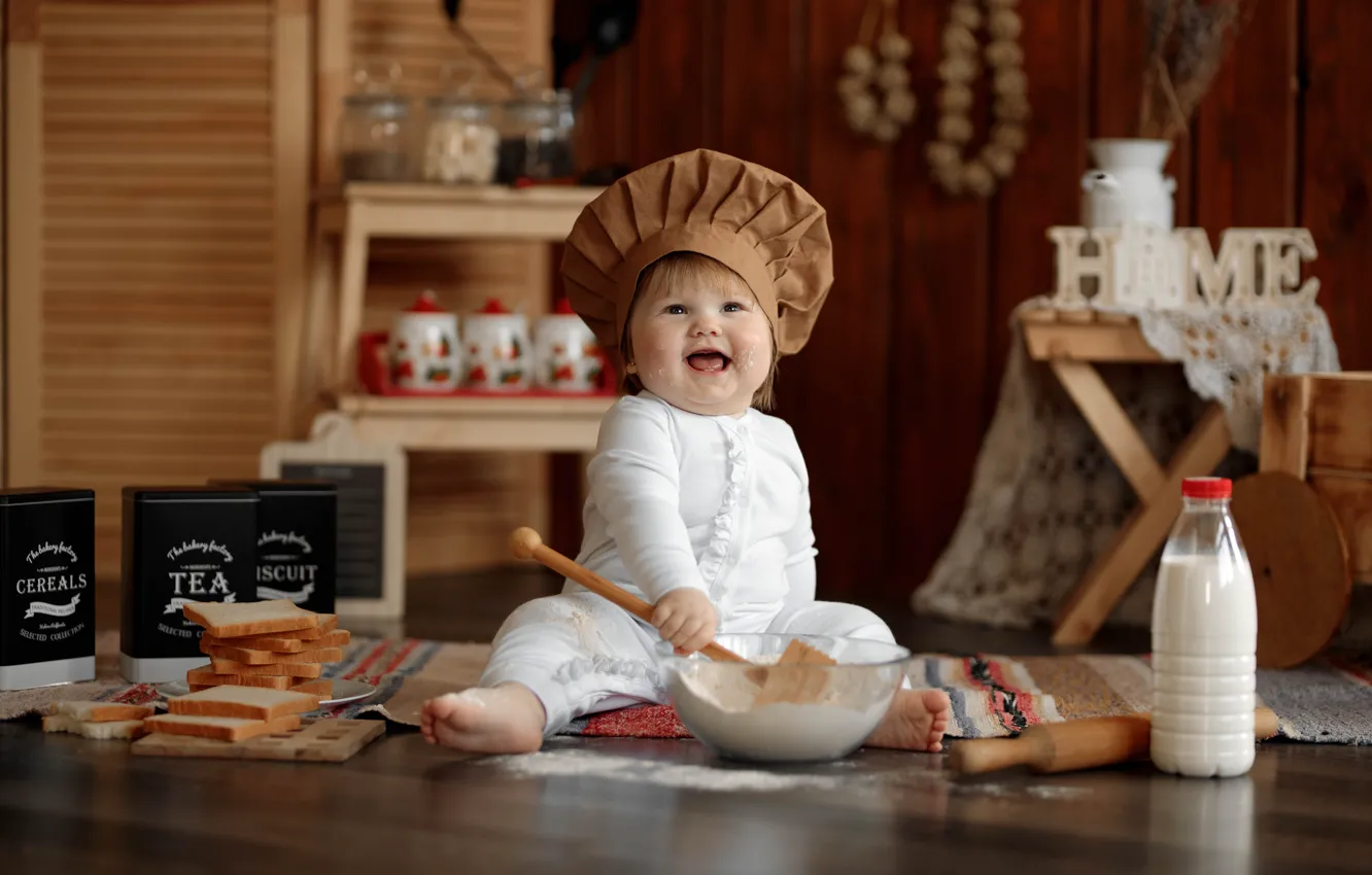 Photo wallpaper children, baby, scullion