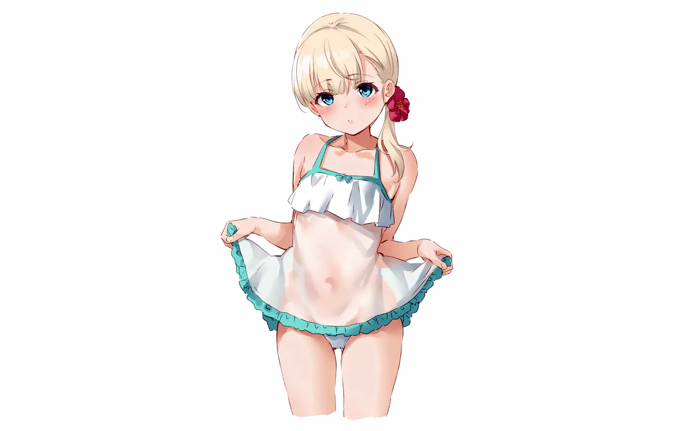 Photo wallpaper girl, sexy, lingerie, panties, flower, dress, anime, beautiful