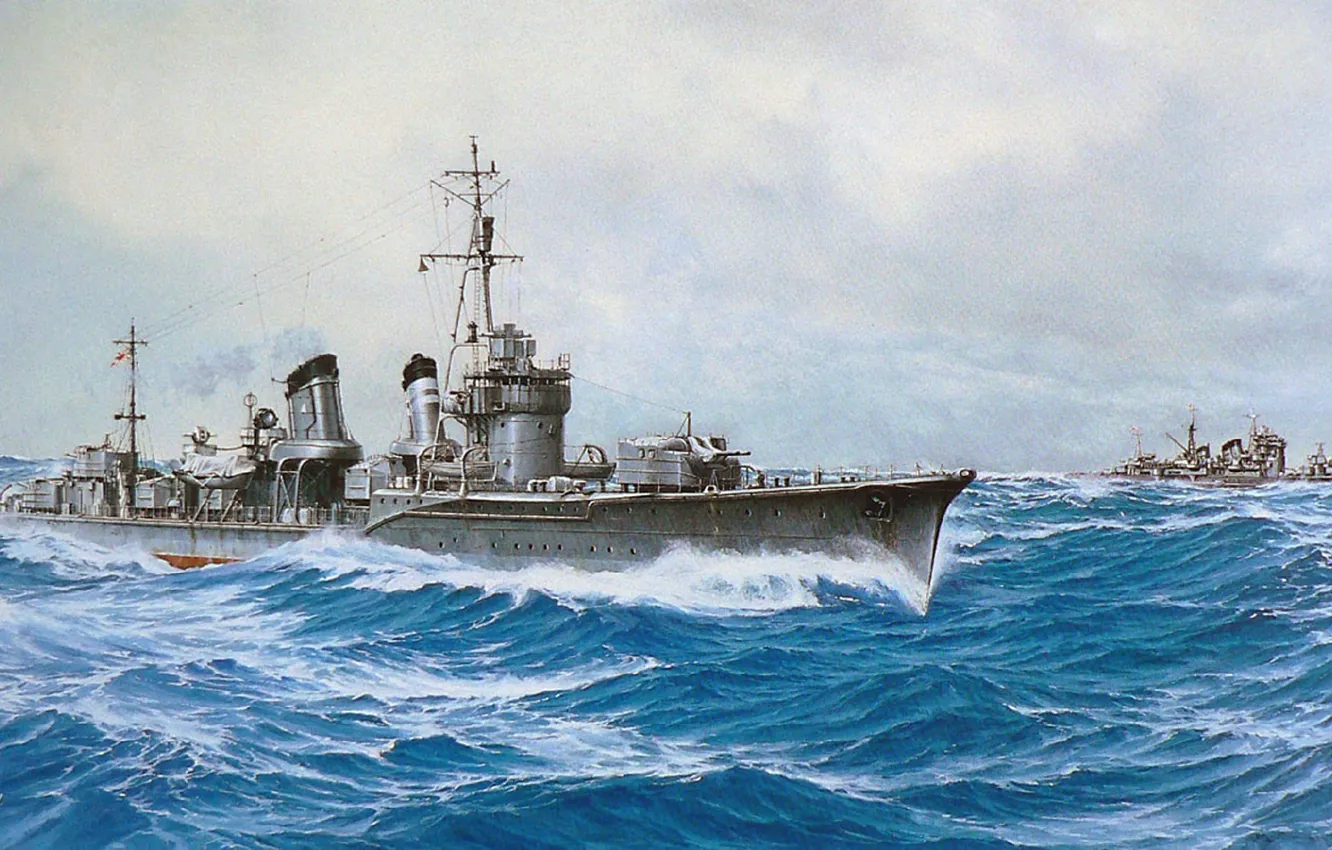 Photo wallpaper ship, art, Navy, military, cruiser, Japanese, destroyer, cruiser
