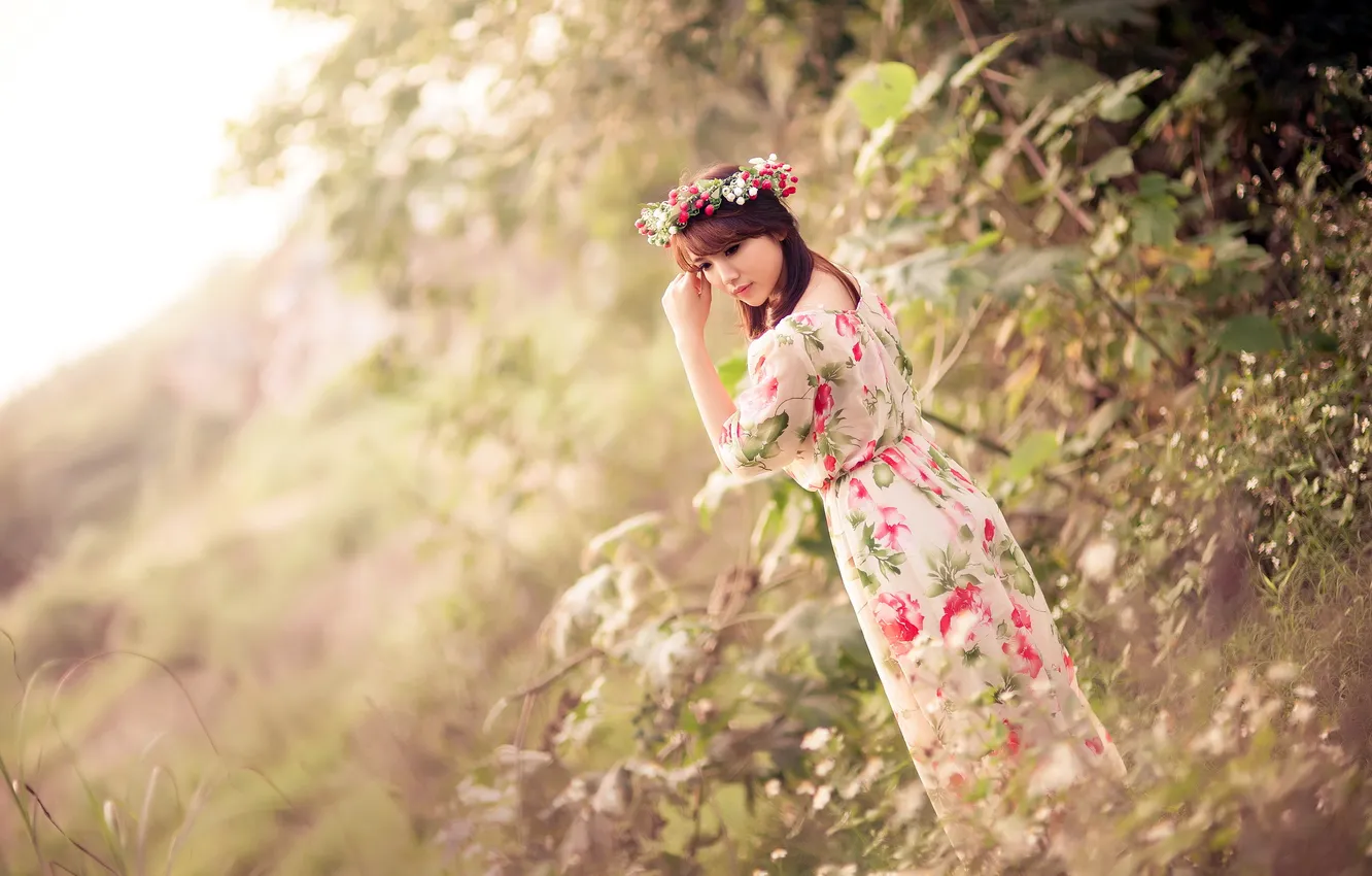 Photo wallpaper girl, nature, mood, Asian