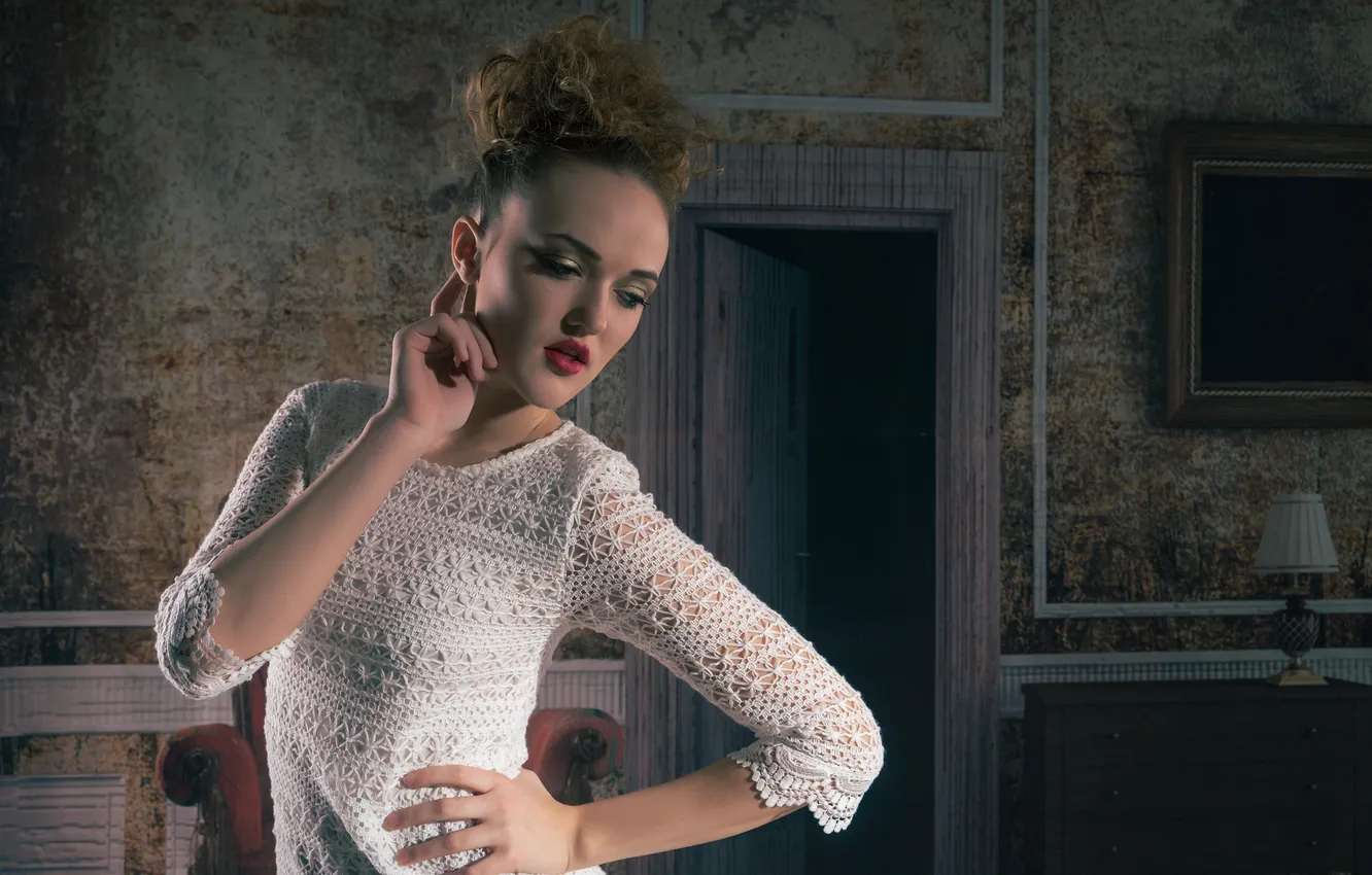 Photo wallpaper model, sweater, Helena Paščenko